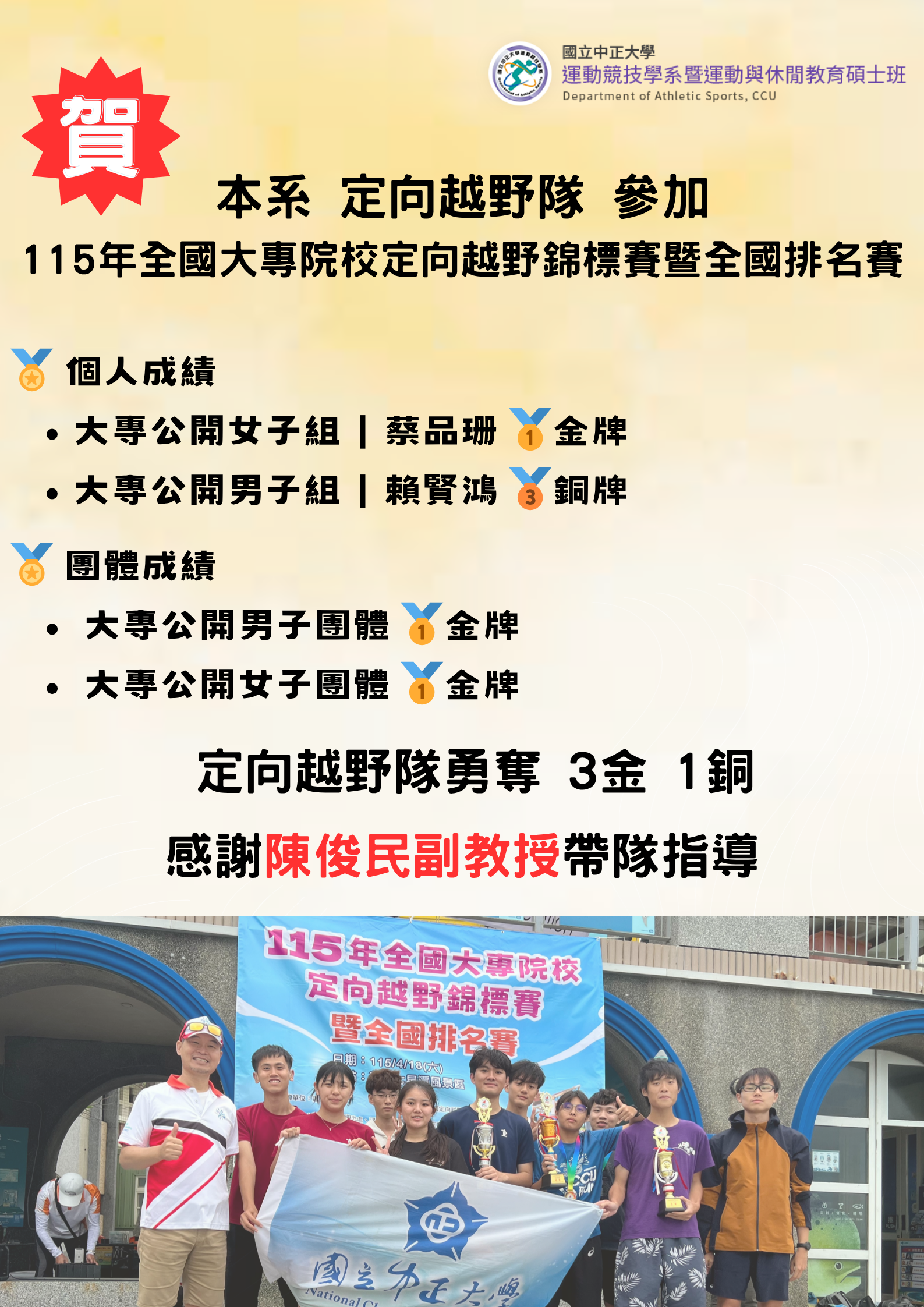 115年全國大專院校定向越野錦標賽暨全國排名賽公告海報